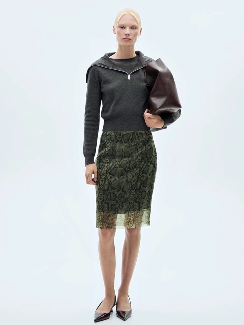 Mango HIGH NECK SWEATER WITH ZIP